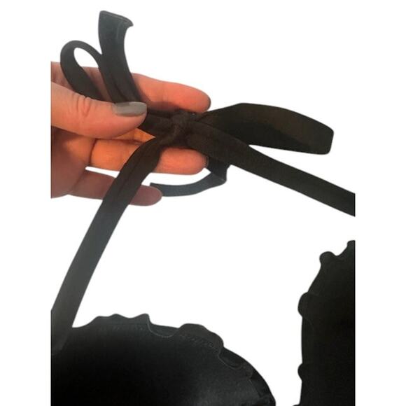 Shade & Shore Black Scalloped Trim Lightly Lined Padded Bikini Top Women 38D - Picture 5 of 8